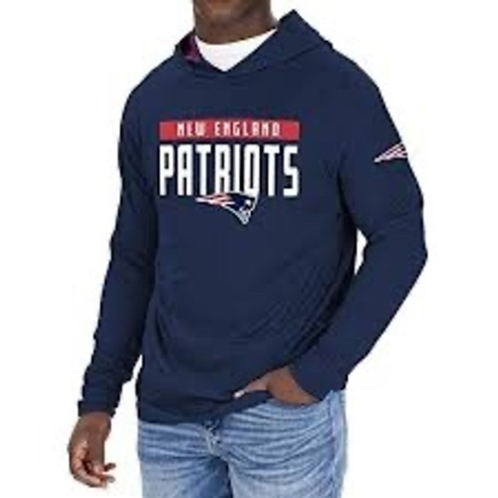 New England Patriots Zubaz Mens Navy Blue Hooded Long Sleeve Performance Shirt S